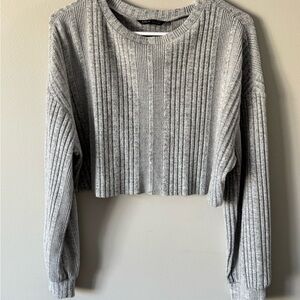 SHEIN Light Gray Ribbed Knit Top